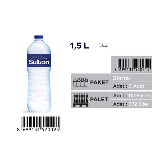 Palet SULTAN 1,5 Litre Pet Su (112 Koli)