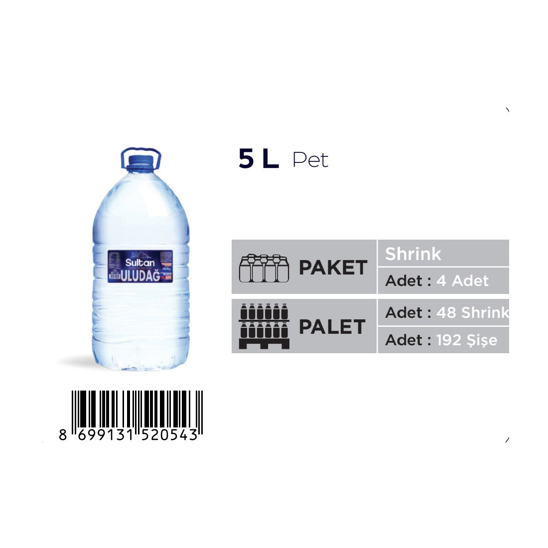 Palet SULTAN 5 Litre Pet Su (48 koli)